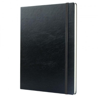 Branded Promotional MYNO CLASSIC XL LEATHERTEX NOTE BOOK in Black Notebook from Concept Incentives