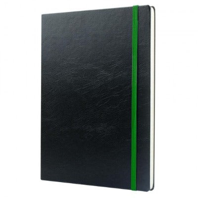 Branded Promotional MYNO CLASSIC XL LEATHERTEX NOTE BOOK in Black and Green Notebook from Concept Incentives