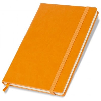 Branded Promotional MYNO A5 NOTE BOOK BRANDHIDE in Orange Jotter From Concept Incentives.