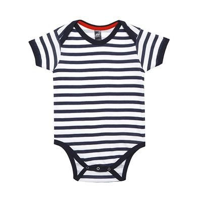 Branded Promotional SHORT SLEEVE SAILOR STRIPE BABY BODYSUIT Babywear From Concept Incentives.