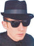 Branded Promotional BLUES BROTHERS BLACK FLOCKED HAT with Black Band Hat From Concept Incentives.