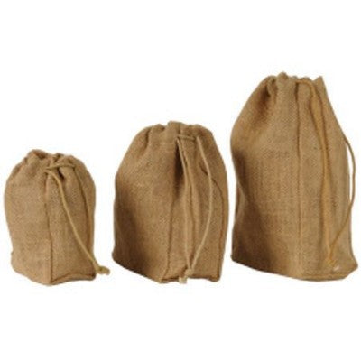 Branded Promotional NATURAL JUTE SMALL DRAWSTRING POUCH in Natural Bag From Concept Incentives.