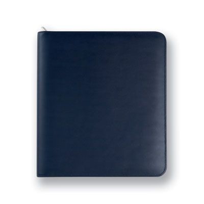 Branded Promotional MALVERN GENUINE LEATHER A4 ZIPPED RING BINDER FOLDER in Blue Conference Folder from Concept Incentives