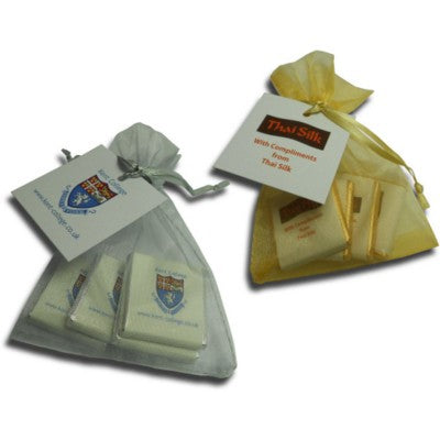 Branded Promotional 4 NEAPOLITAN CHOCOLATE in Gold or Silver Organza Bag Chocolate From Concept Incentives.