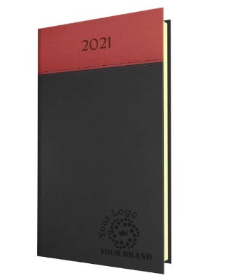 Branded Promotional HORIZON BICOLOUR POCKET WEEK TO VIEW DIARY in Grey and Red from Concept Incentives