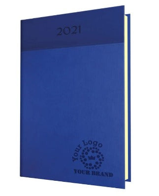 Branded Promotional HORIZON BICOLOUR QUARTO WEEK TO VIEW DESK DIARY in Blue from Concept Incentives