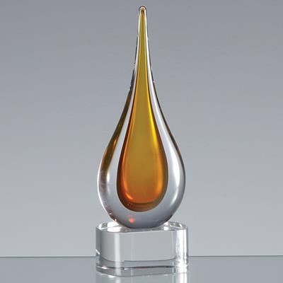 Branded Promotional 18CM HANDMADE CRYSTAL GOLDEN TEAR DROP AWARD Award From Concept Incentives.