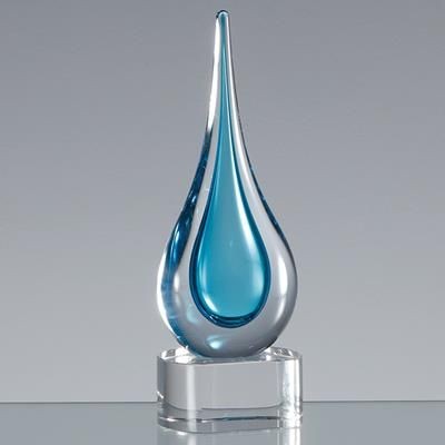 Branded Promotional 18CM HANDMADE CRYSTAL TURQUOISE BLUE TEAR DROP AWARD Award From Concept Incentives.