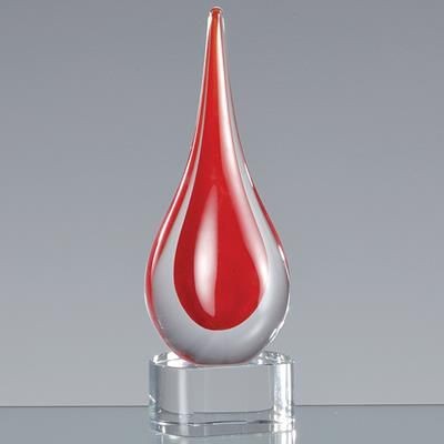 Branded Promotional 18CM HANDMADE CRYSTAL BRILLIANT RED TEAR DROP AWARD Award From Concept Incentives.
