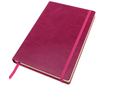 Branded Promotional A5 CASEBOUND NOTE BOOK in Kensington Nappa Leather Jotter in Fuchsia From Concept Incentives.