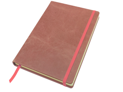 Branded Promotional A5 CASEBOUND NOTE BOOK in Kensington Nappa Leather Jotter in Pink From Concept Incentives.