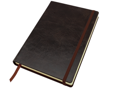 Branded Promotional A5 CASEBOUND NOTE BOOK in Kensington Nappa Leather Jotter in Dark Brown From Concept Incentives.