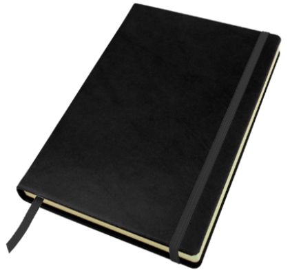 Branded Promotional A5 CASEBOUND NOTE BOOK in Richmond Nappa Leather Jotter in Black From Concept Incentives.