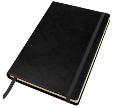 Branded Promotional A5 CASEBOUND NOTE BOOK in Richmond Nappa Leather Jotter in Black From Concept Incentives.