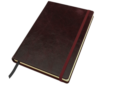 Branded Promotional A5 CASEBOUND NOTE BOOK in Kensington Nappa Leather Jotter in Burgundy From Concept Incentives.