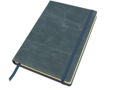 Branded Promotional A5 CASEBOUND NOTE BOOK in Kensington Nappa Leather Jotter in Grey From Concept Incentives.