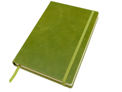 Branded Promotional A5 CASEBOUND NOTE BOOK in Kensington Nappa Leather Jotter in Bright Green From Concept Incentives.
