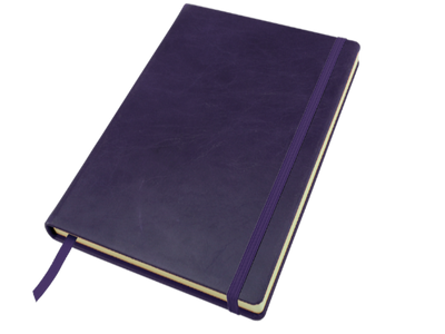 Branded Promotional A5 CASEBOUND NOTE BOOK in Kensington Nappa Leather Jotter in Purple From Concept Incentives.