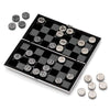 Branded Promotional SILVER PLATED METAL TRAVEL CHESS AND DRAUGHTS SET Chess Game Set From Concept Incentives.