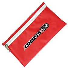 Branded Promotional NYLON PENCIL CASE in Red with White Zip Pencil Case From Concept Incentives.