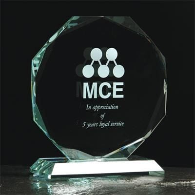 Branded Promotional JADE GREEN MEDIUM GLASS OCTAGON AWARD Award From Concept Incentives.