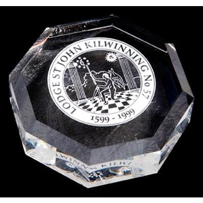 Branded Promotional OPTICAL CRYSTAL OCTAGON PAPERWEIGHT Paperweight From Concept Incentives.