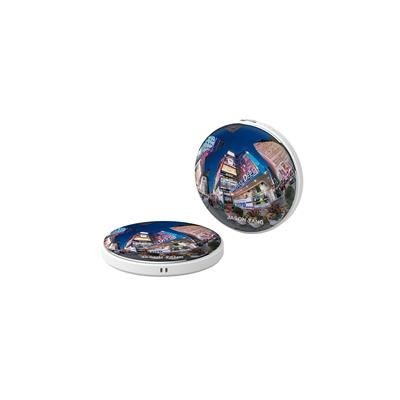 Branded Promotional SLIM ROUND ORB LIGHT UP POWER BANK Charger From Concept Incentives.