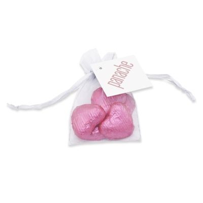 Branded Promotional CHOCOLATE HEART ORGANZA GIFT BAG Chocolate From Concept Incentives.