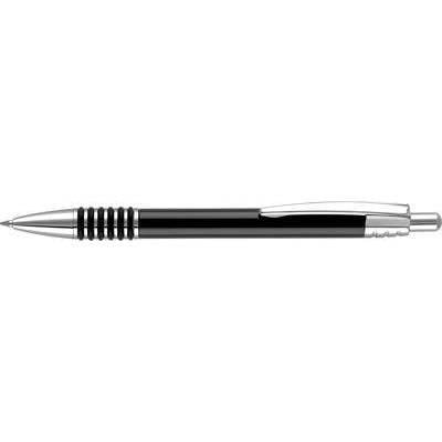 Branded Promotional ORION ALUMINIUM METAL SILVER METAL BALL PEN in Black & Silver Pen From Concept Incentives.