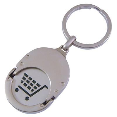 Branded Promotional OVAL TROLLEY COIN KEYRING Keyring From Concept Incentives.