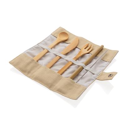 Branded Promotional REUSABLE BAMBOO TRAVEL CUTLERY SET from Concept Incentives