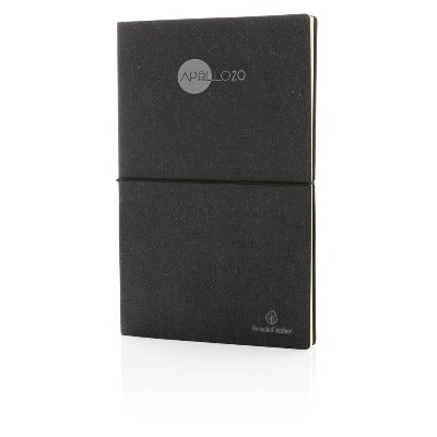 Branded Promotional A5 BONDED LEATHER NOTE BOOK in Grey Jotter From Concept Incentives.