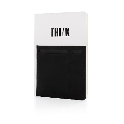 Branded Promotional A5 DELUXE NOTE BOOK with Smart Pockets in White Jotter From Concept Incentives.