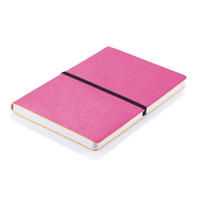 Branded Promotional DELUXE SOFTCOVER A5 NOTE BOOK in Pink Notebook from Concept Incentives