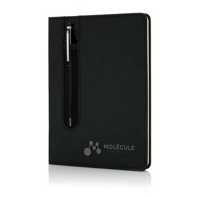Branded Promotional DELUXE A5 NOTE BOOK with Stylus Pen Pen From Concept Incentives.
