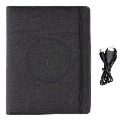 Branded Promotional AIR 5W RPET CORDLESS CHARGER NOTE BOOK COVER A5 in Grey Charger From Concept Incentives.