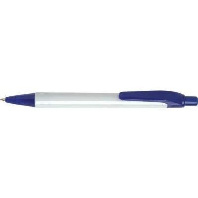 Branded Promotional PANTHER EXTRA BALL PEN in White with Blue Trim Pen From Concept Incentives.