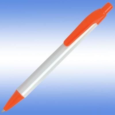 Branded Promotional PANTHER EXTRA BALL PEN in White with Orange Trim Pen From Concept Incentives.