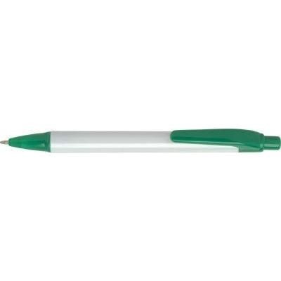 Branded Promotional PANTHER ECO BALL PEN in White with Green Trim Pen From Concept Incentives.