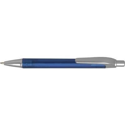 Branded Promotional PANTHER FROST BALL PEN in Frosted Blue with Satin Silver Trim Pen From Concept Incentives.