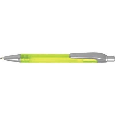 Branded Promotional PANTHER FROST BALL PEN in Frosted Yellow with Satin Silver Trim Pen From Concept Incentives.