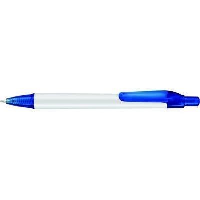 Branded Promotional PANTHER PLUS BALL PEN in White with Blue Trim Pen From Concept Incentives.