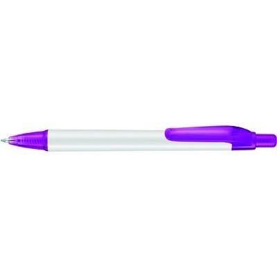 Branded Promotional PANTHER PLUS BALL PEN in White with Purple Trim Pen From Concept Incentives.