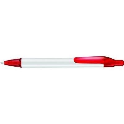 Branded Promotional PANTHER PLUS BALL PEN in White with Red Trim Pen From Concept Incentives.