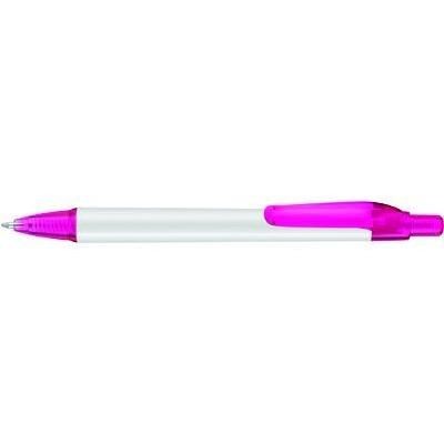 Branded Promotional PANTHER PLUS BALL PEN in White with Pink Trim Pen From Concept Incentives.