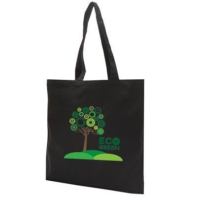 Branded Promotional PAXTON 8OZ BLACK CANVAS SHOPPER TOTE BAG with Long Handles Bag From Concept Incentives.