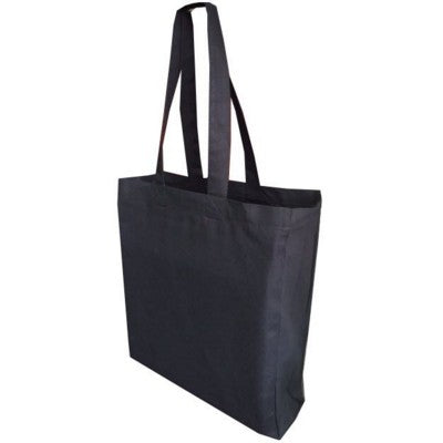 Branded Promotional PAXTON 8OZ BLACK CANVAS SHOPPER TOTE BAG with Long Handles & Gusset Bag From Concept Incentives.