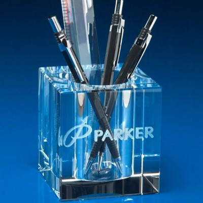 Branded Promotional DESK PEN POT HOLDER in Crystal Pen Pot From Concept Incentives.