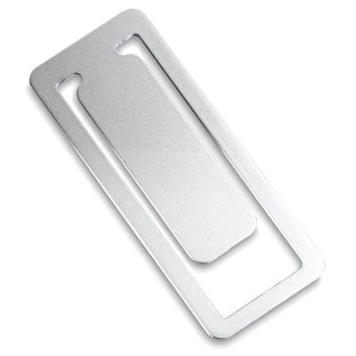 Branded Promotional RECTANGULAR SILVER METAL CLIP BOOKMARK Bookmark From Concept Incentives.