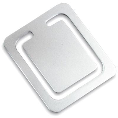 Branded Promotional SQUARE SILVER METAL CLIP BOOKMARK Bookmark From Concept Incentives.